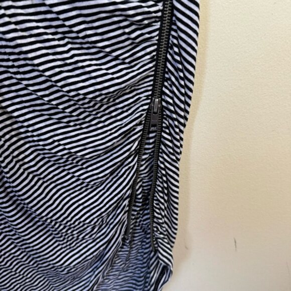 Jacob Vintage Side Zip Slit Ruched Dress Stripe Sheath Drapey Lightweight Crew L - Picture 5 of 15